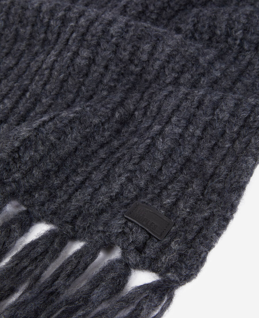 The Kooples F ANTHRACITE MELANGE grey ribbed wool-blend scarf