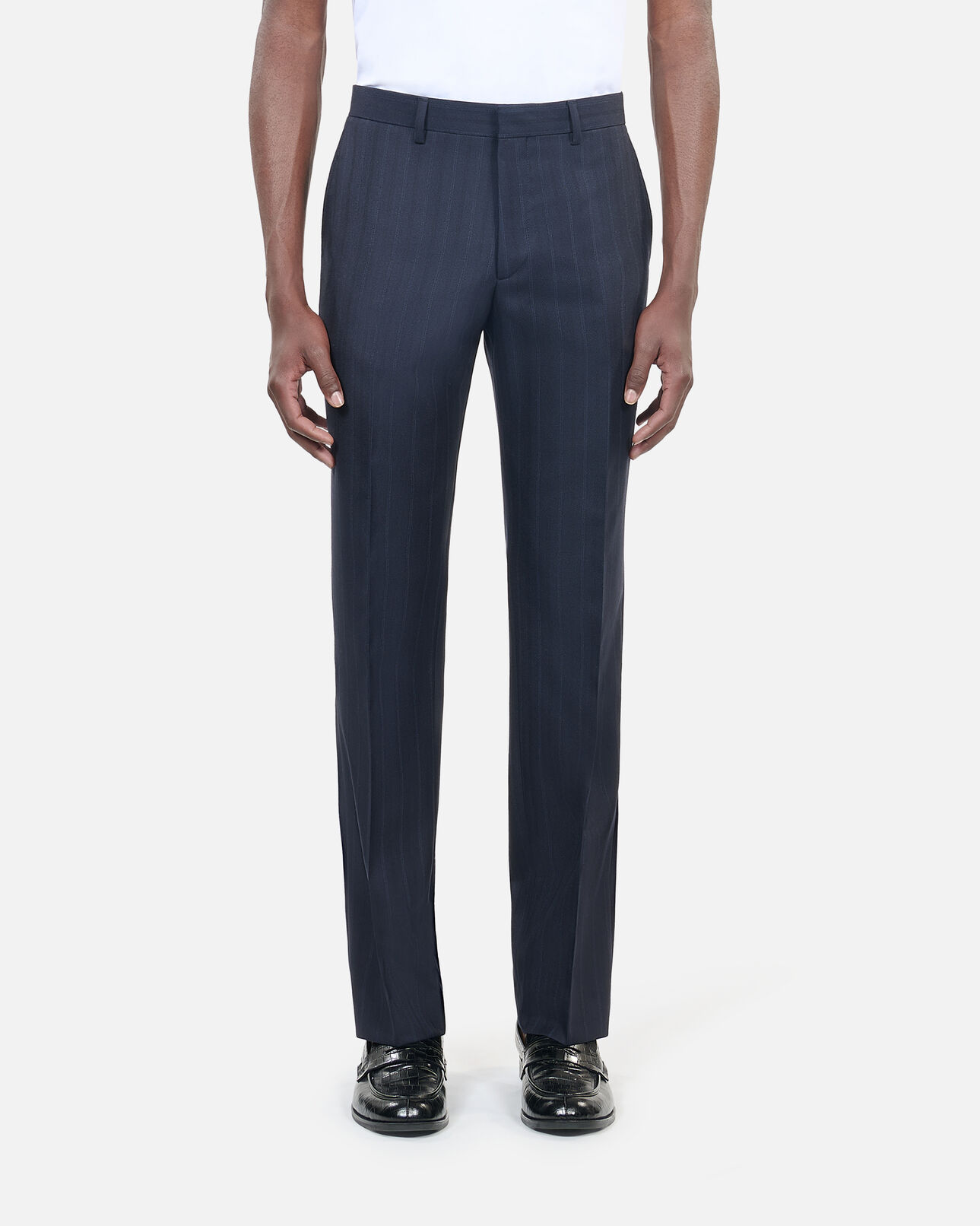 The Kooples HOMME NAVY pantalon de costume à rayures bleu marine