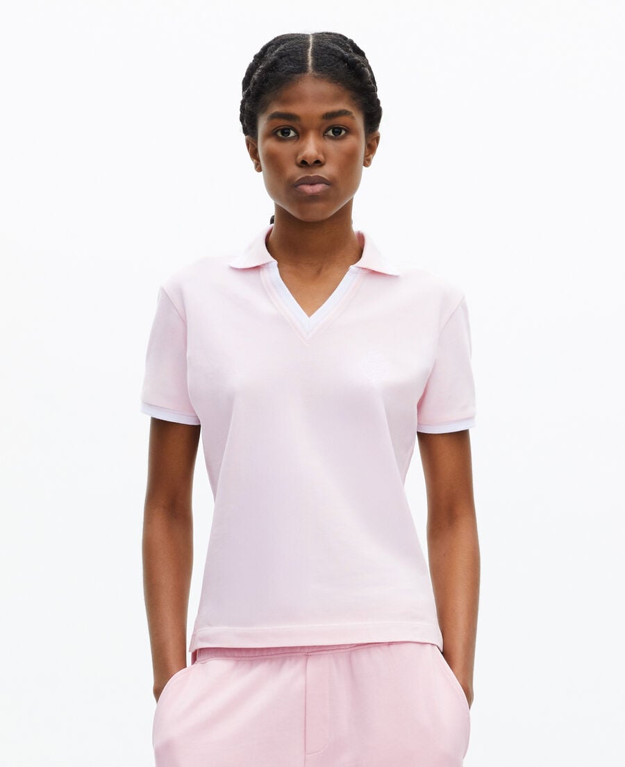 The Kooples WOMEN LILA pale pink v-neck polo shirt