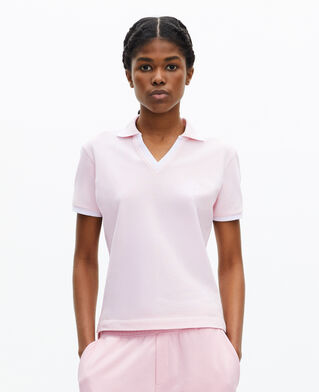 The Kooples WOMEN LILA pale pink v-neck polo shirt