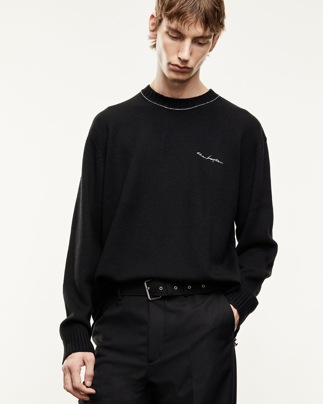 The Kooples HOMME BLACK pull laine mélangée noir à logo