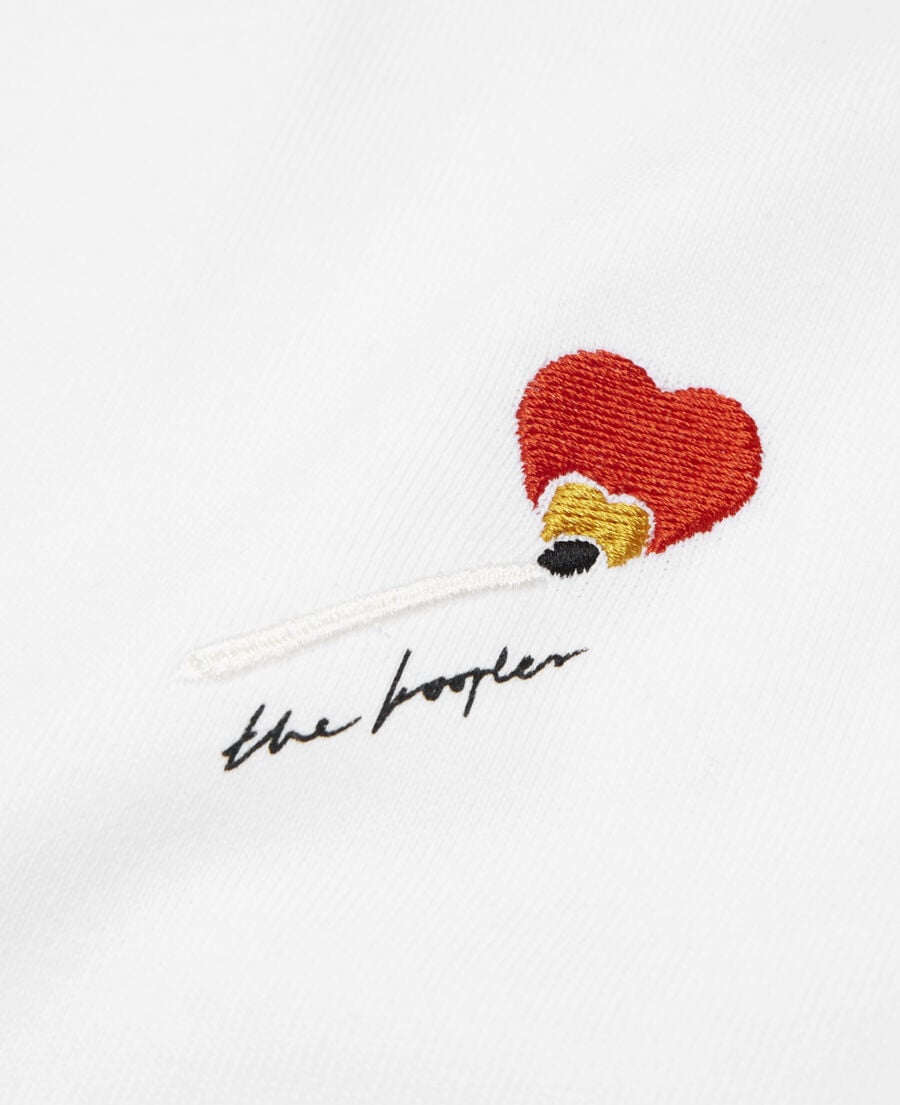 The Kooples H WHITE white cotton t-shirt with embroidery
