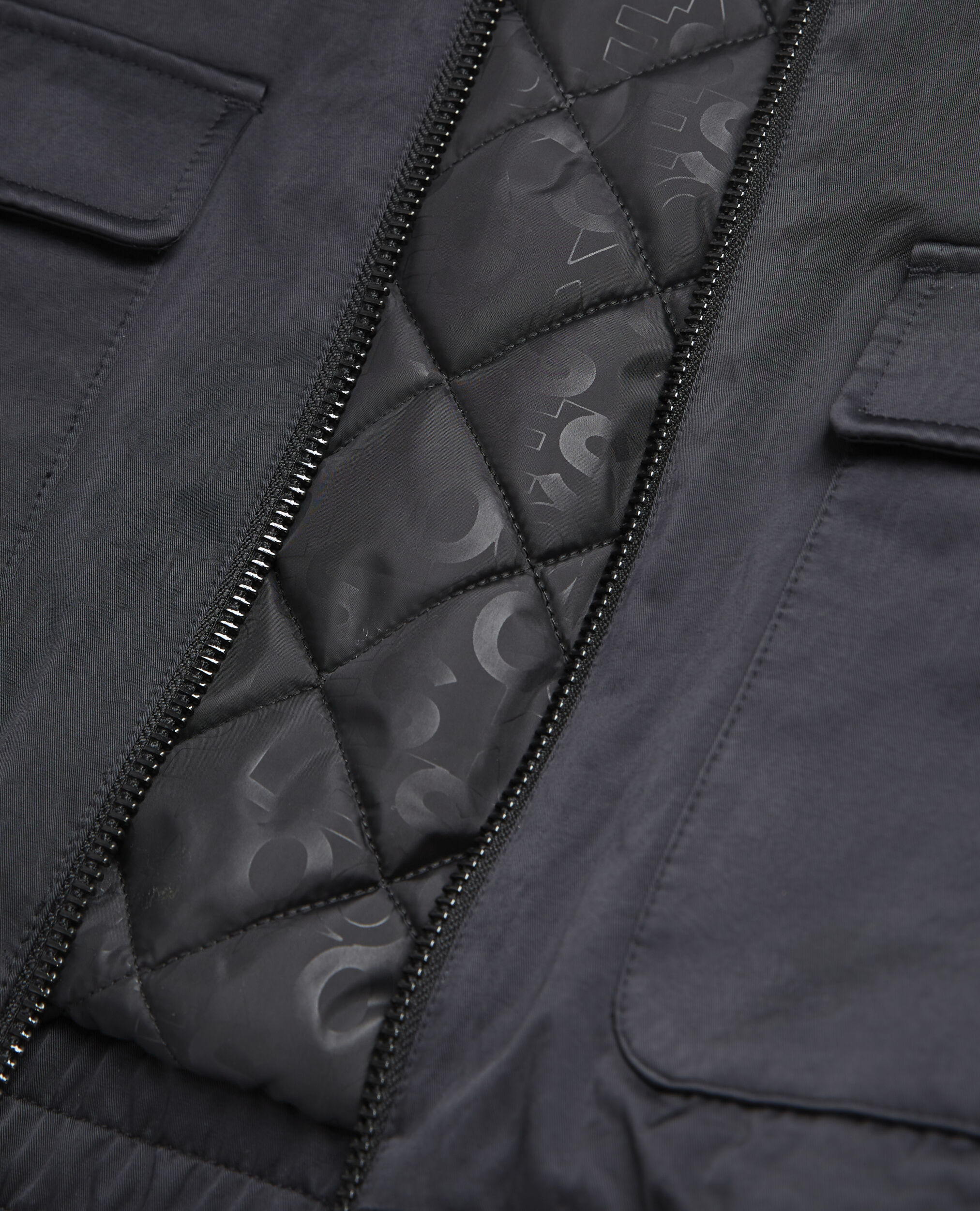 Black satin bomber jacket with detachable sleeves, BLACK, hi-res image number null