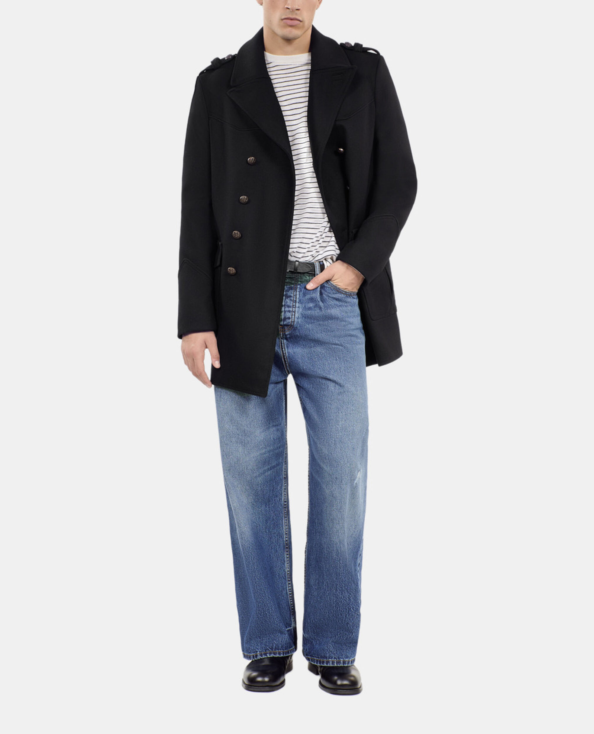 Caban style officier noir, BLACK, hi-res image number null