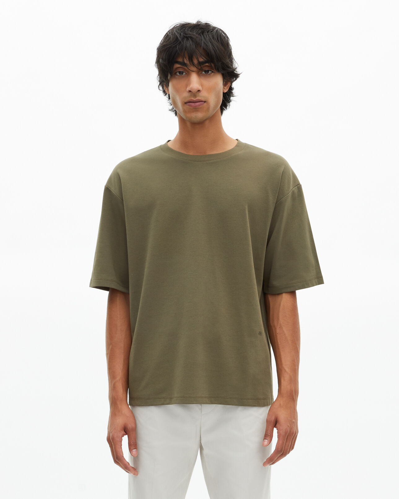 The Kooples HERREN KAKI weites, einfarbiges t-shirt in khaki