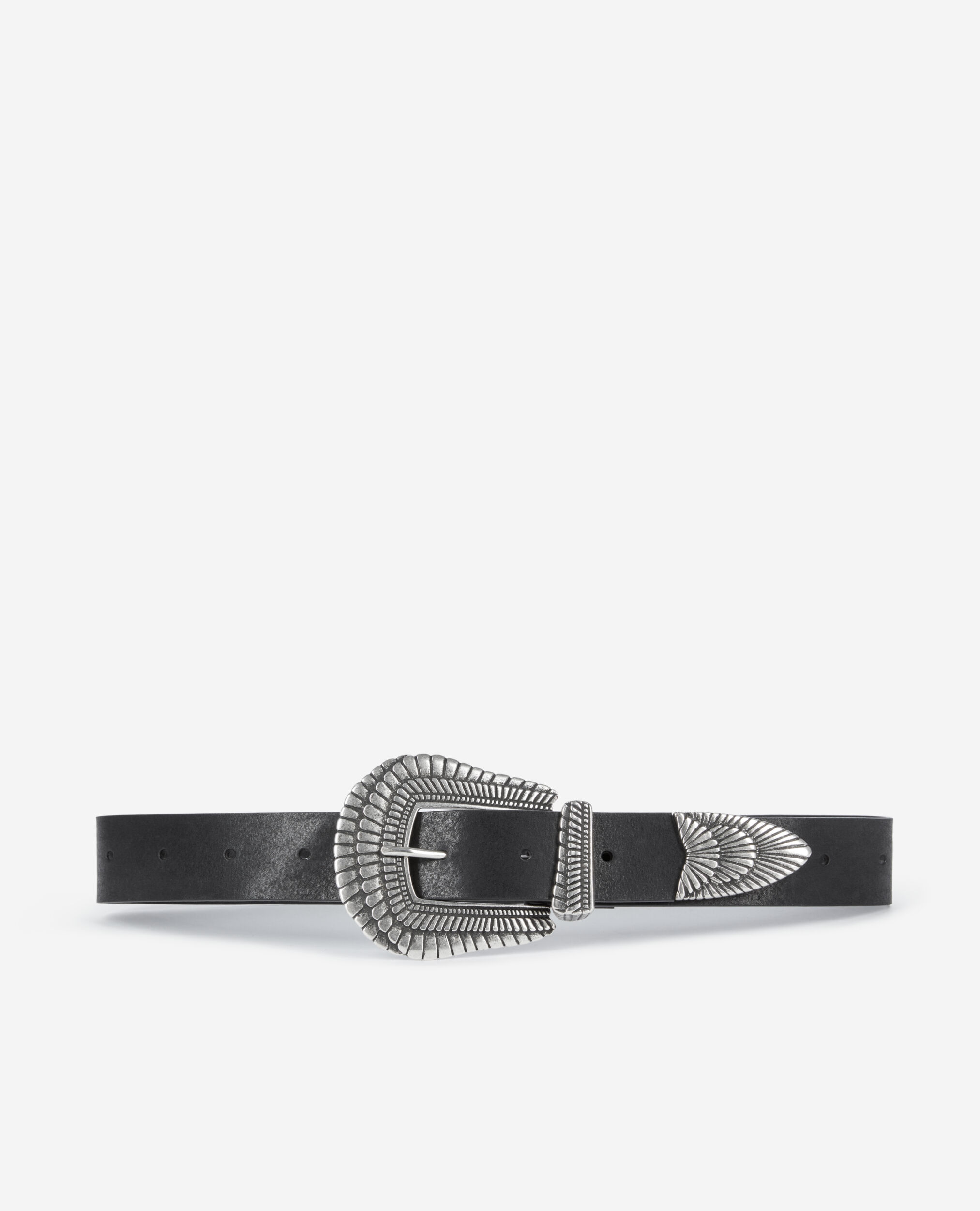Ceinture en cuir noir, BLACK, hi-res image number null