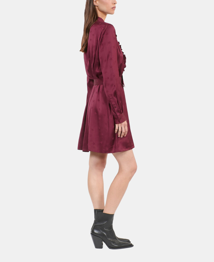The Kooples DAMEN BURGUNDY kurzes, bordeauxrotes jacquard-kleid
