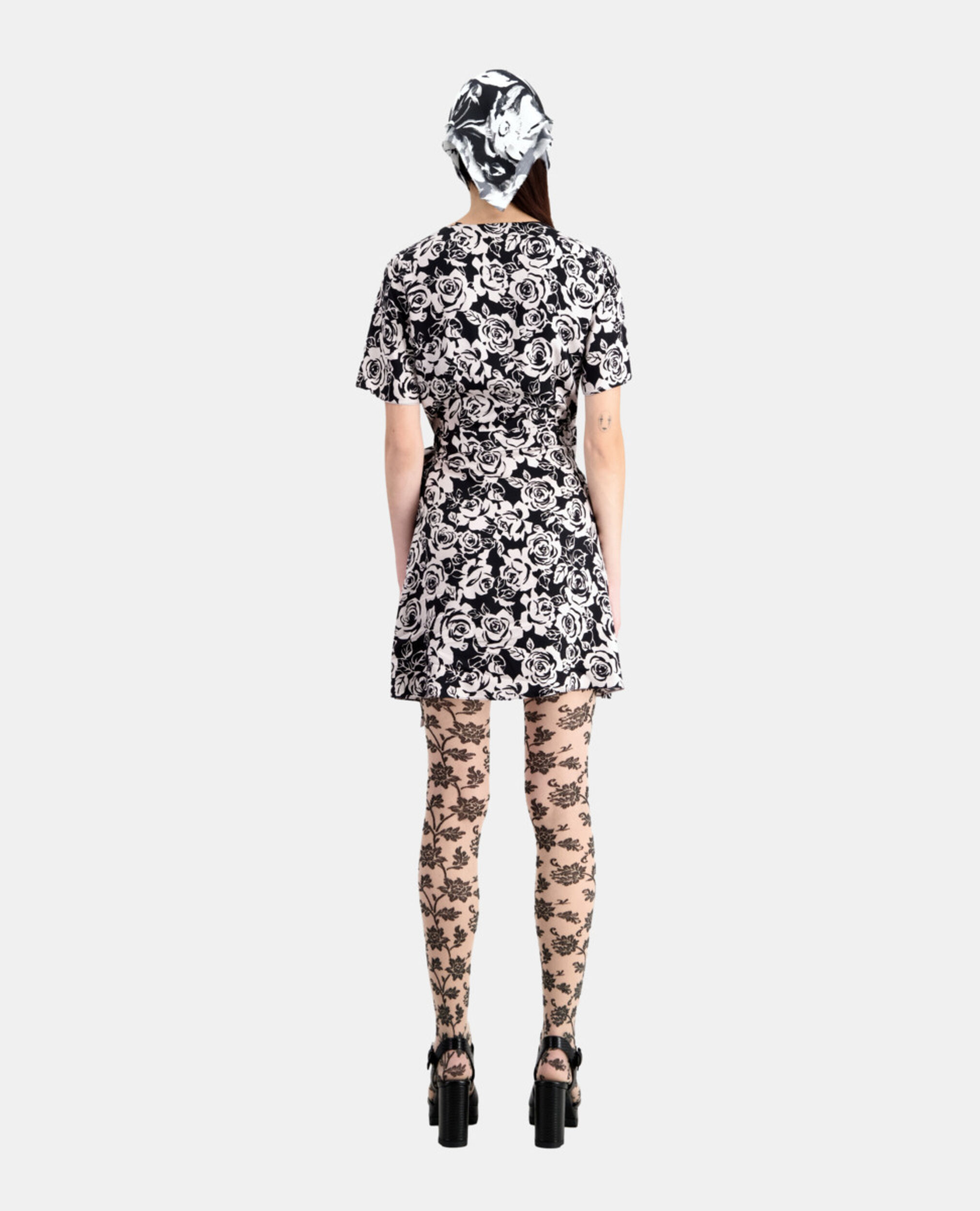 Short printed wrap dress, BLACK / PINK, hi-res image number null