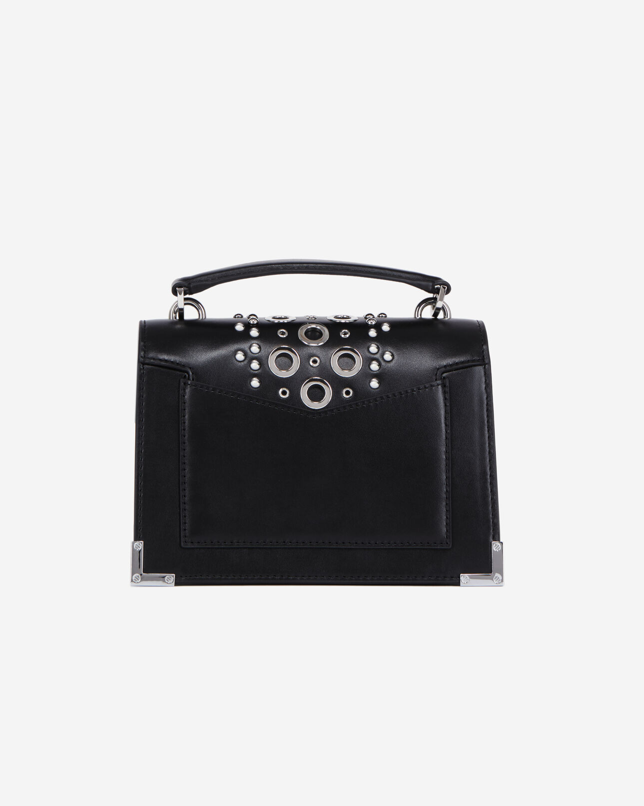 The Kooples WOMEN BLACK small emily bag in black leather with studs and eyelets