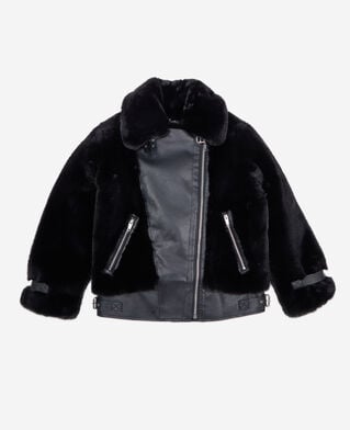 The Kooples WOMEN BLACK black fur-effect aviator jacket