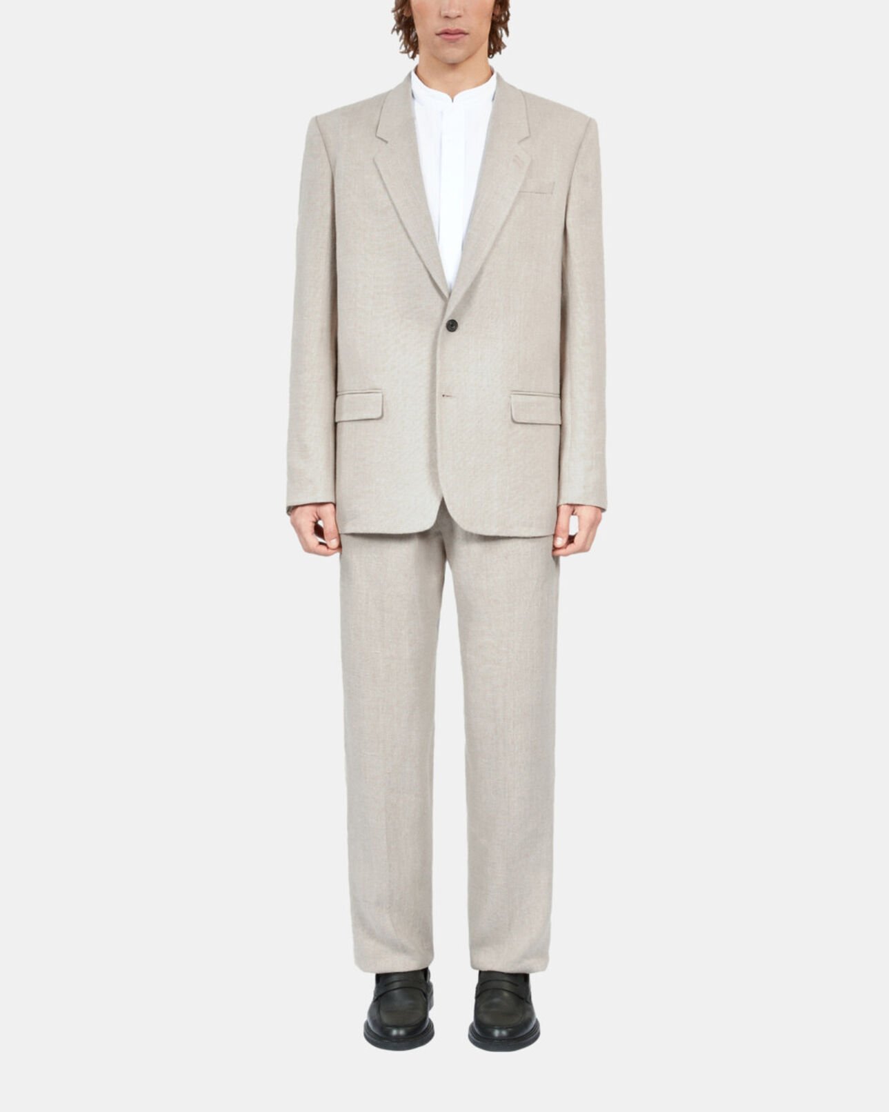 The Kooples HOMME BEIGE veste de costume en lin beige