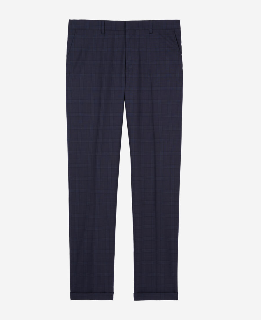 The Kooples HOMME NAVY pantalon de costume prince de galles en laine