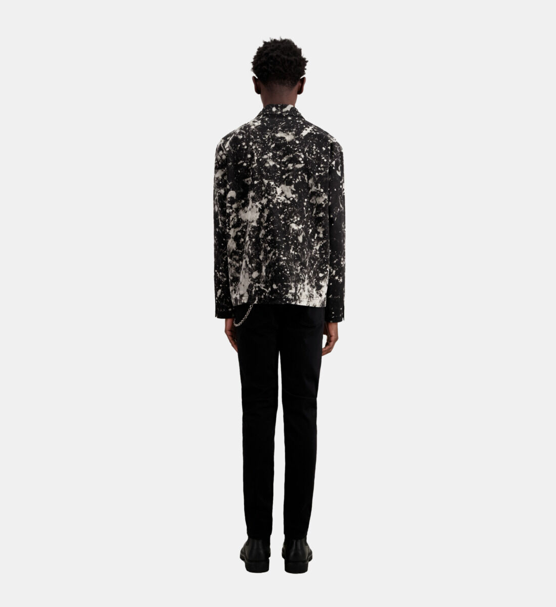Overshirt style jacket in faded black denim