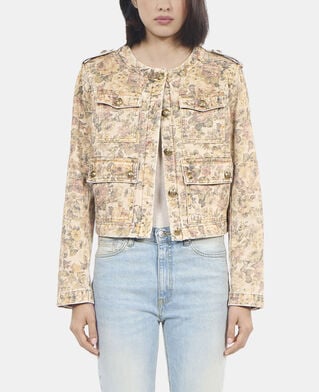 The Kooples FEMME BEIGE LINEN veste imprim&eacute; fleuri