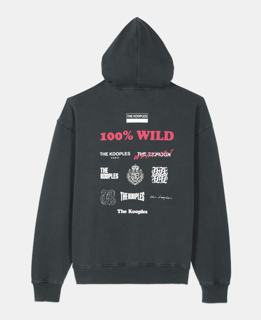 The Kooples H BLACK WASHED black 100% wild serigraphy sweatshirt