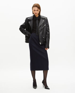 The Kooples FEMME NAVY jupe longue crayon marine