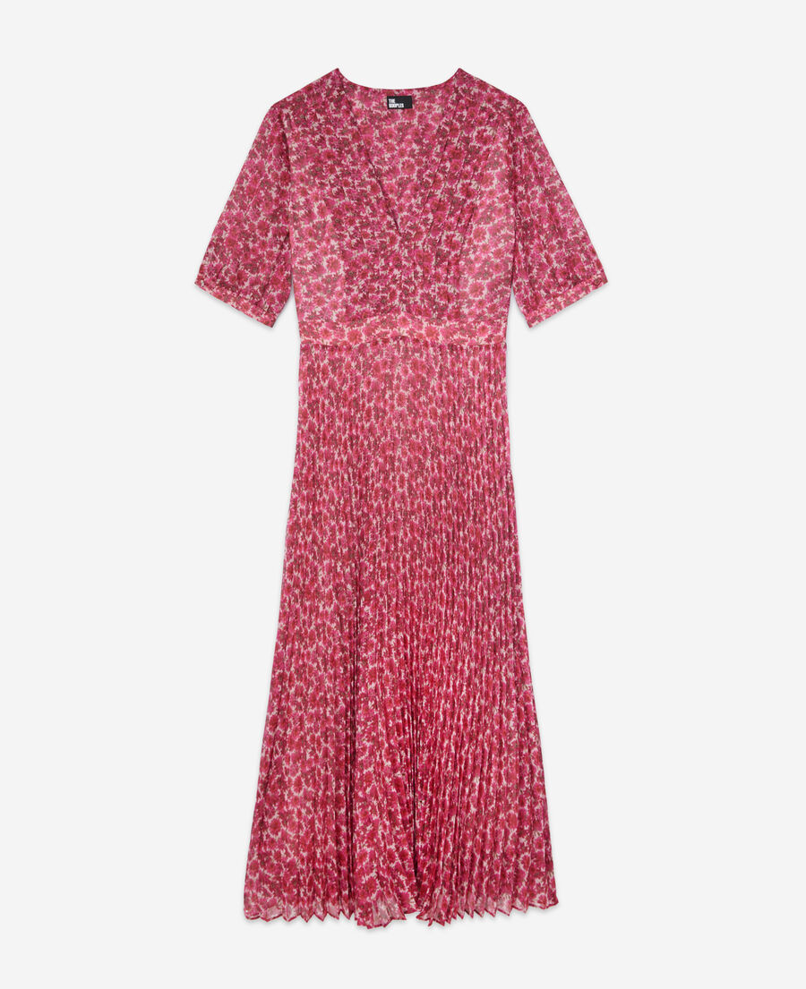 The Kooples WOMEN PINK printed pleated long dress