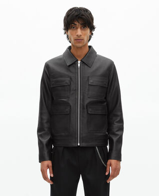 The Kooples MEN BLACK black leather jacket