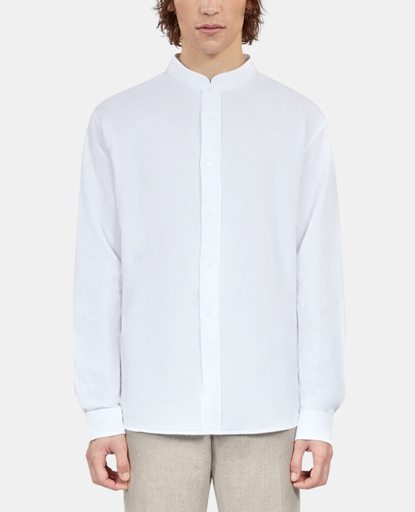 The Kooples HOMME WHITE chemise en coton et lin blanche