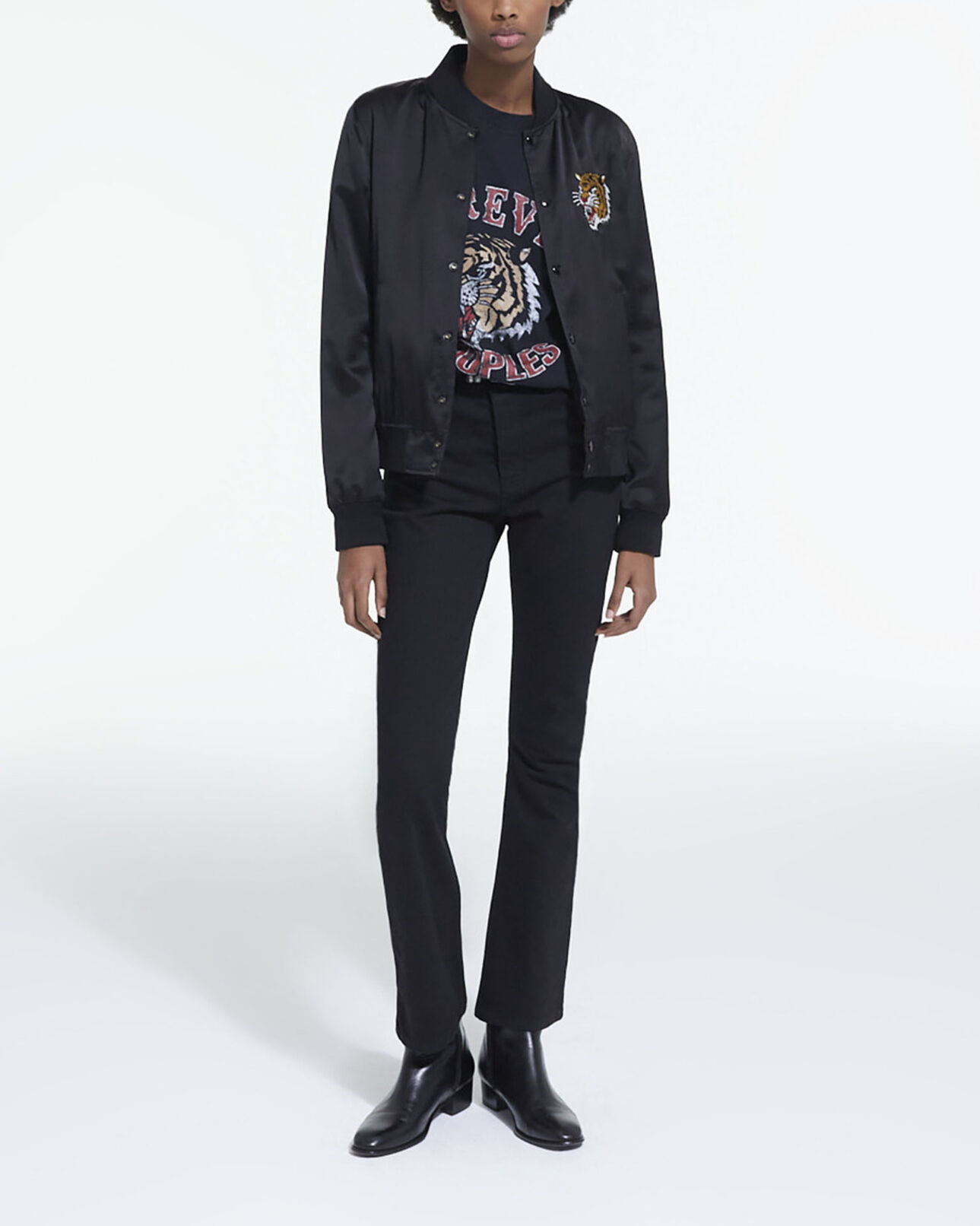 The Kooples FEMME BLACK blouson en laine sérigraphié