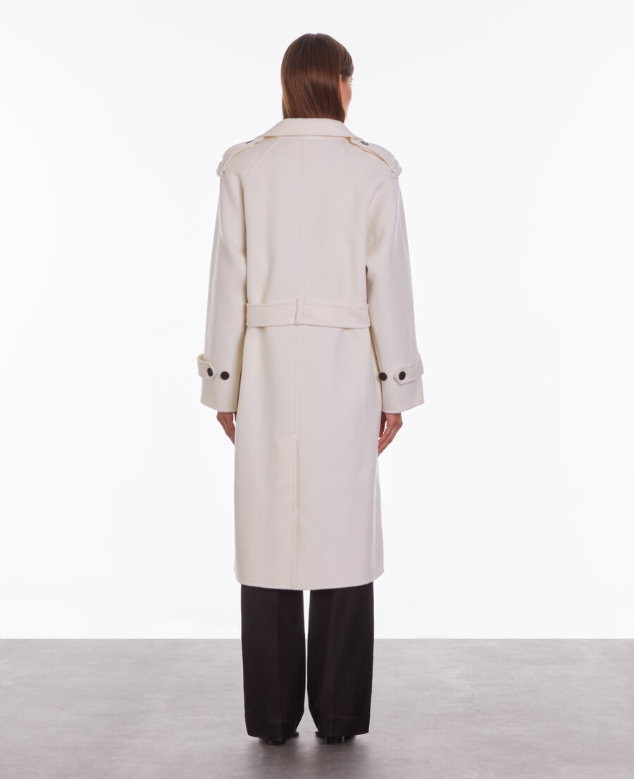 manteau long écru en mélange de laine
