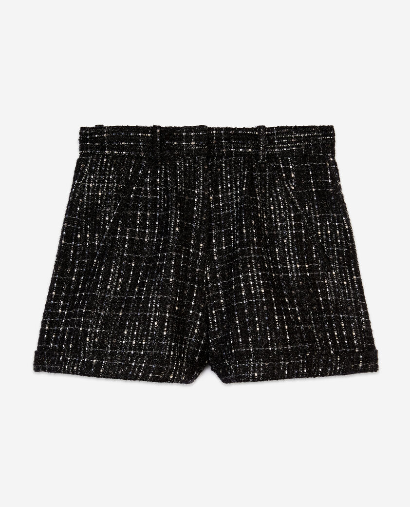 The Kooples FEMME BLACK WHITE short en tweed noir et blanc