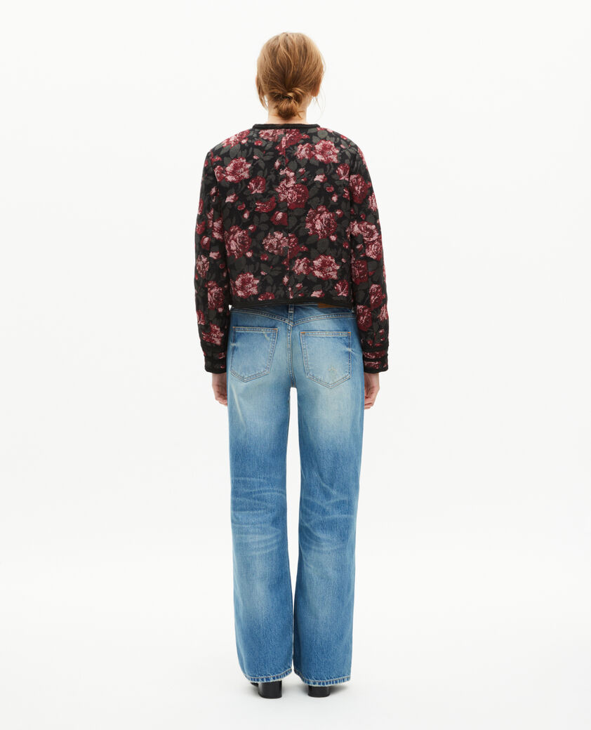 The Kooples FEMME BLACK - RED veste en jacquard roses bordeaux