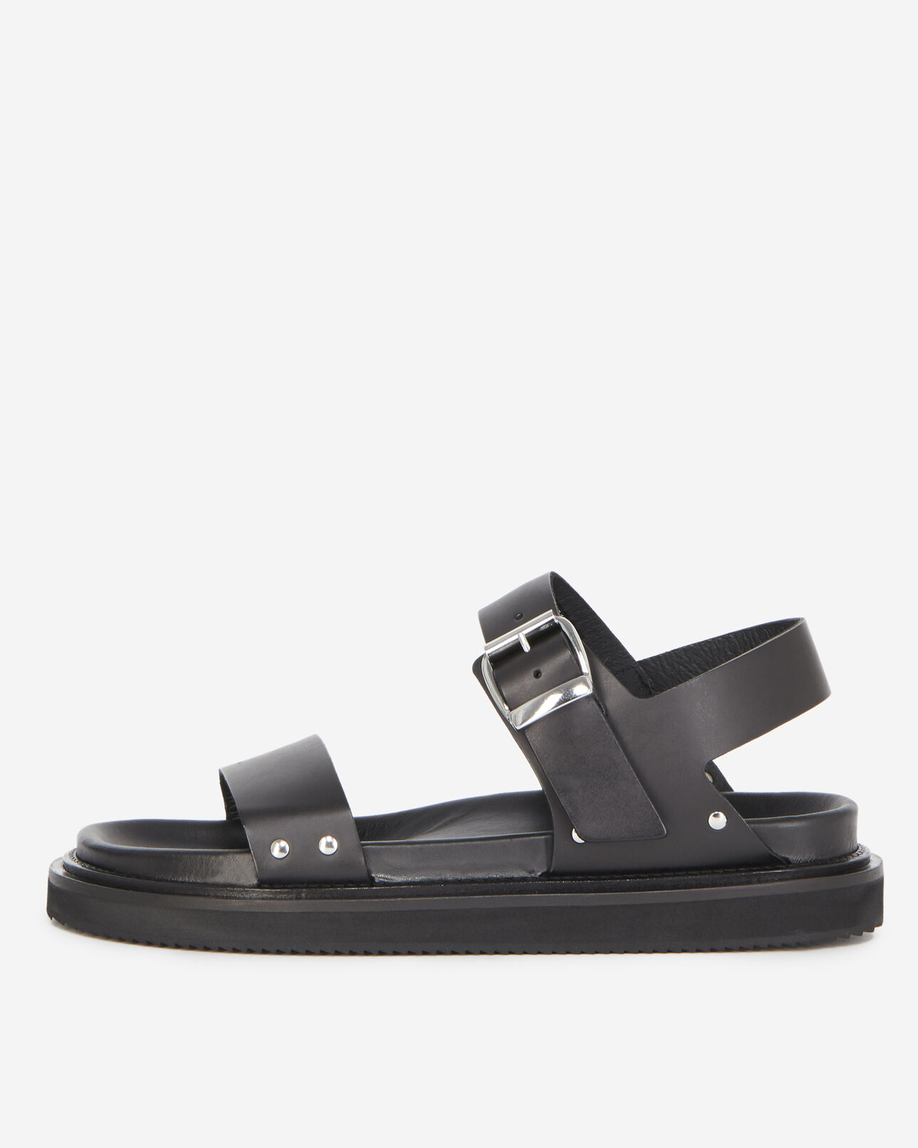 The Kooples HOMME BLACK sandales noires cuir à doubles brides