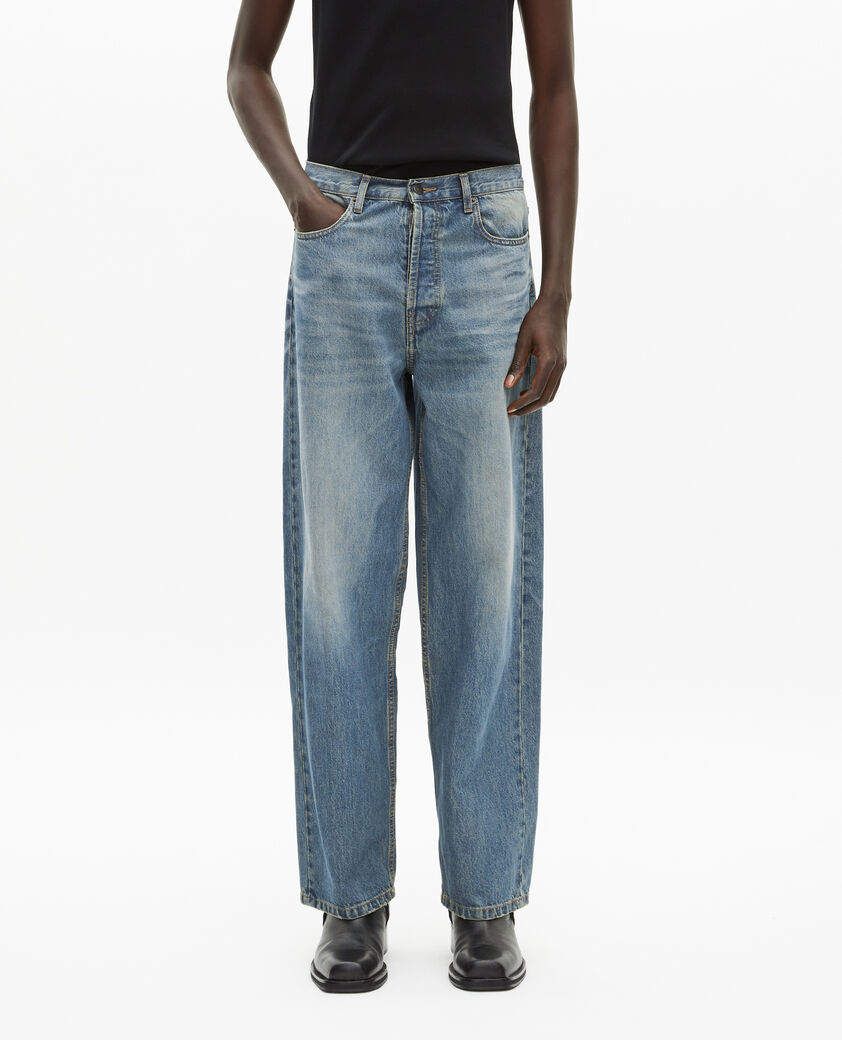 The Kooples HERREN USED RAPIECE hellblaue jeans mit geradem bein