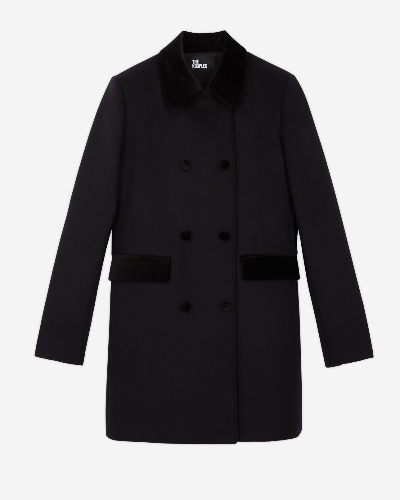 The Kooples WOMEN BLACK black wool and cashmere coat