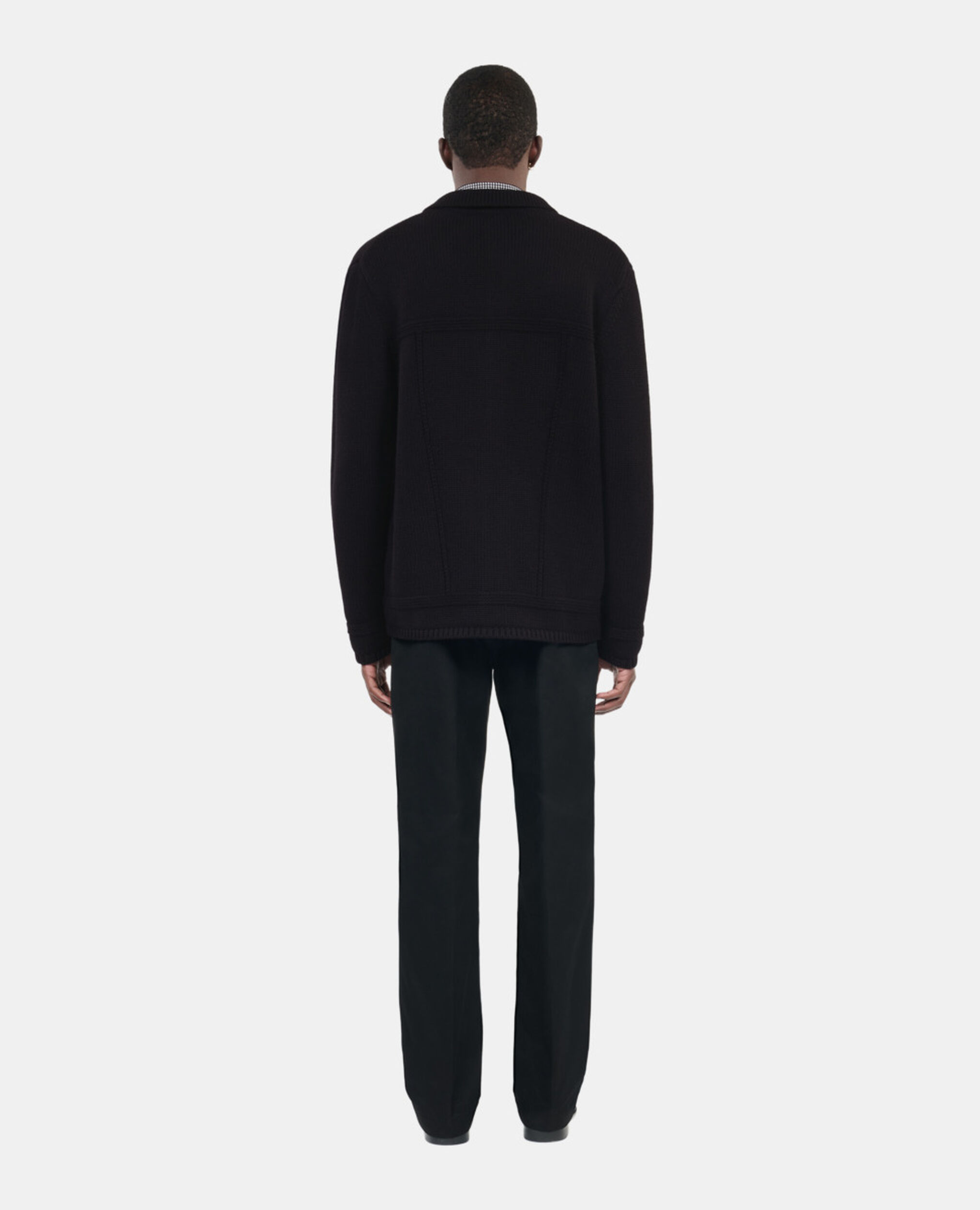Black wool cardigan , BLACK, hi-res image number null