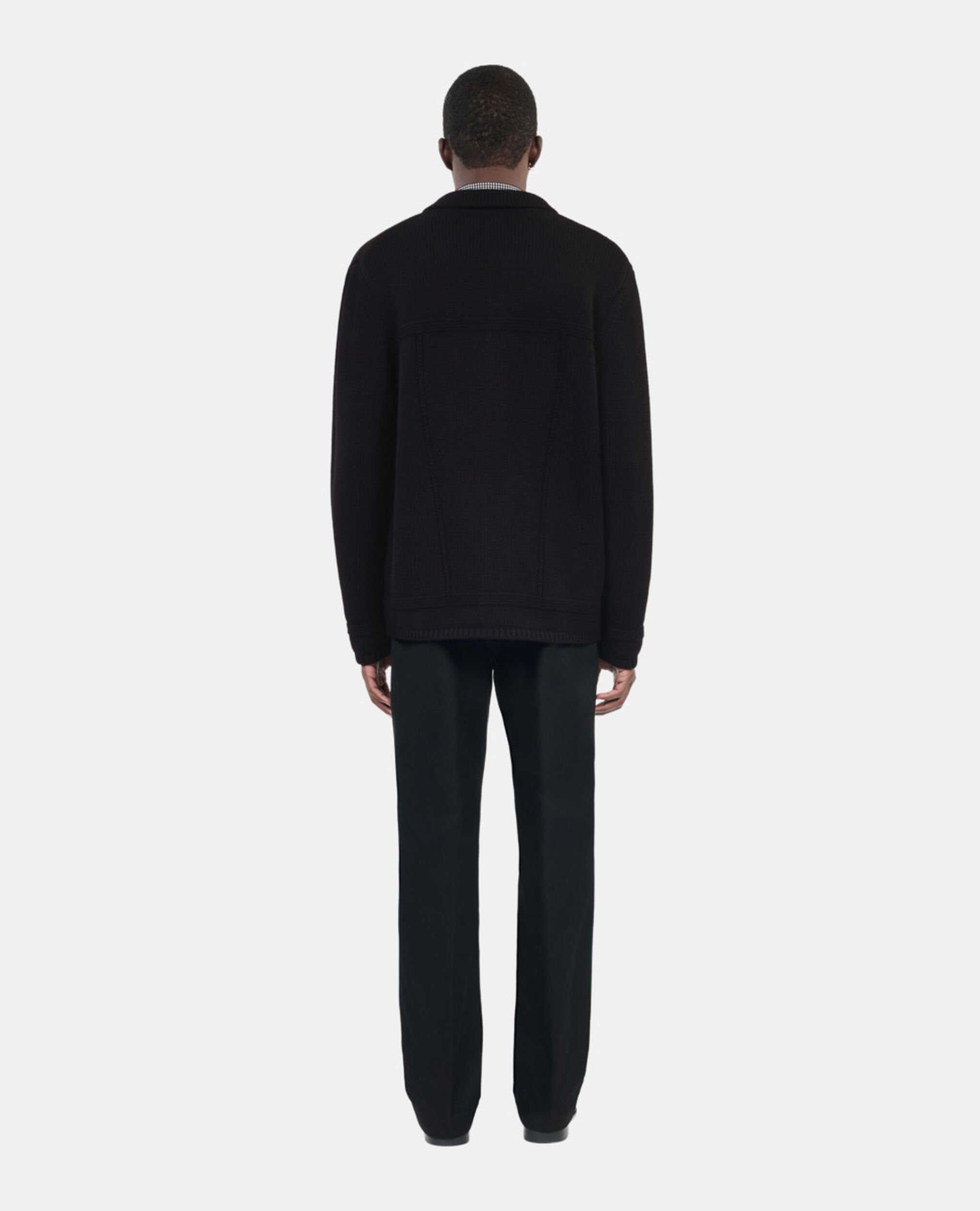 Black wool cardigan , BLACK, hi-res image number null