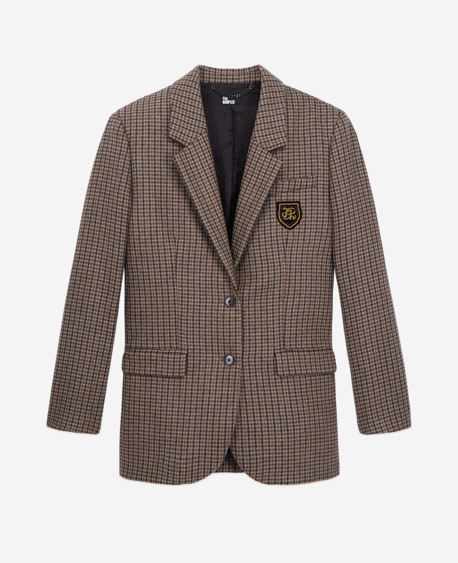 The Kooples DAMEN BEIGE-BROWN brauner blazer mit karomuster