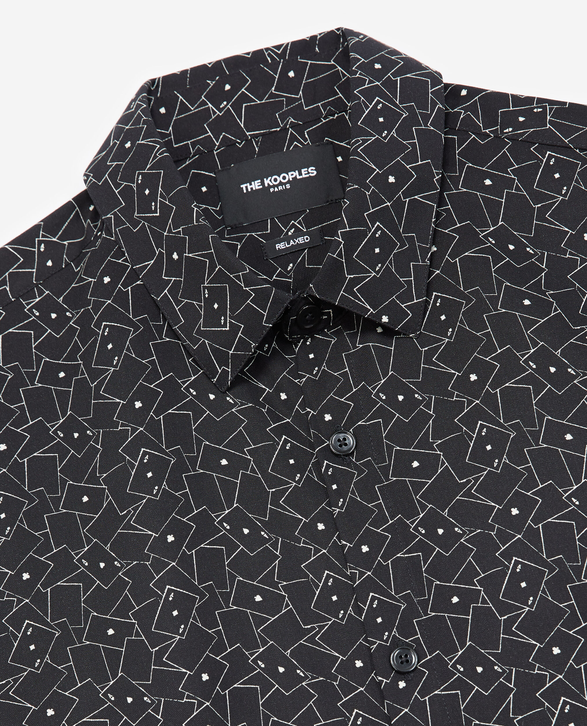 Long black shirt with card motif, BLACK WHITE, hi-res image number null