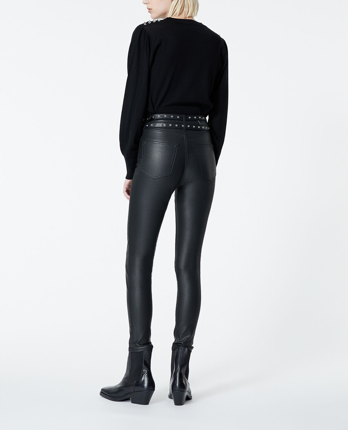 Faux leather jeans with double belt The Kooples