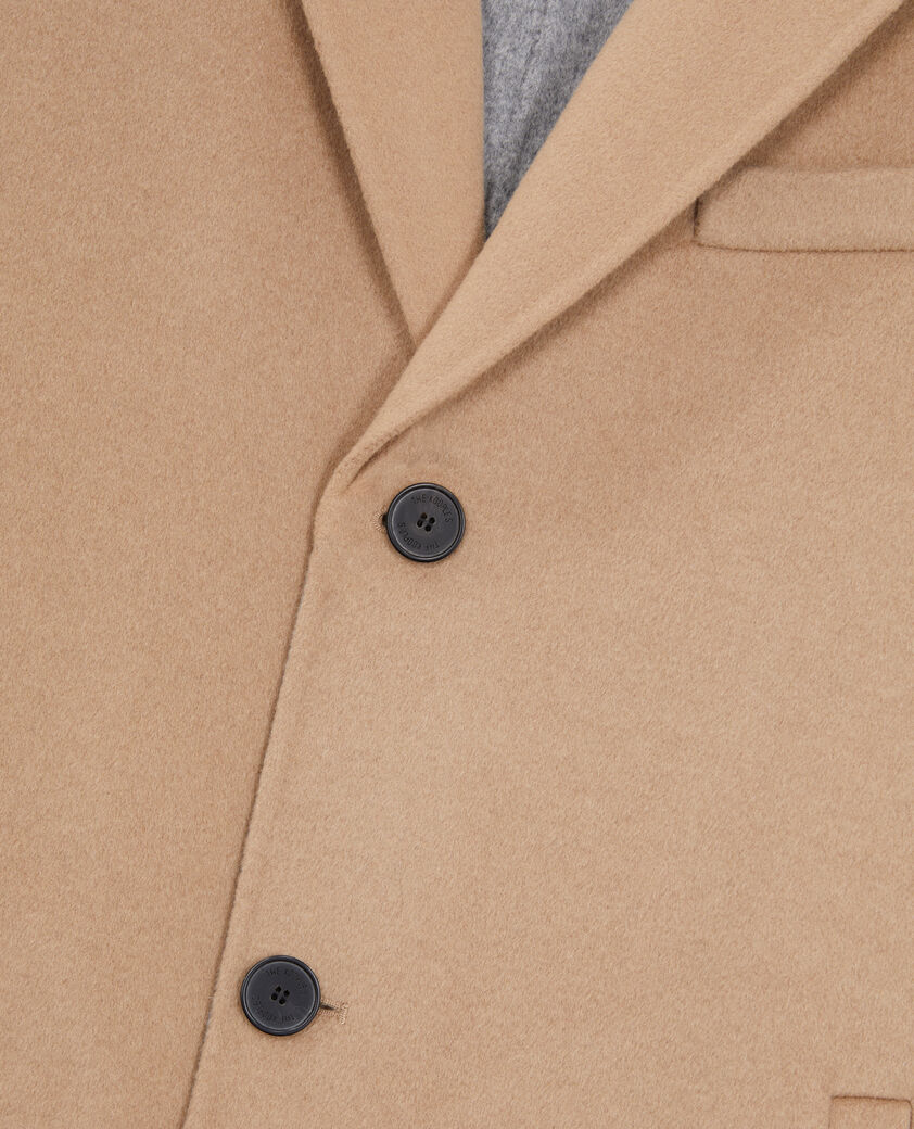 The Kooples HOMME CAMEL manteau beige long en mélange de laine