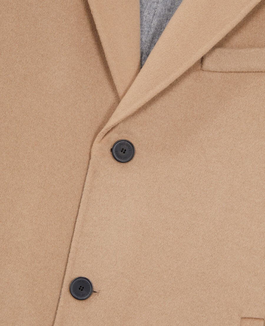 The Kooples HOMME CAMEL manteau beige long en mélange de laine