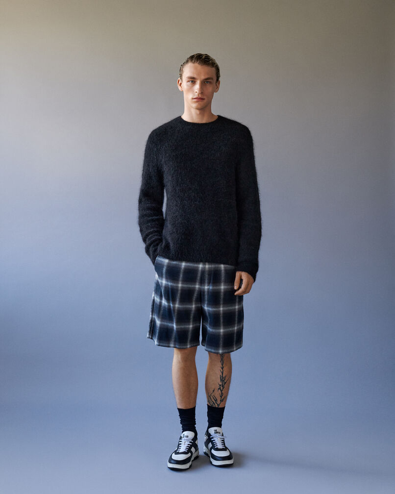 The Kooples HOMME BLACK GREY WHITE bermuda à carreaux noir et blanc