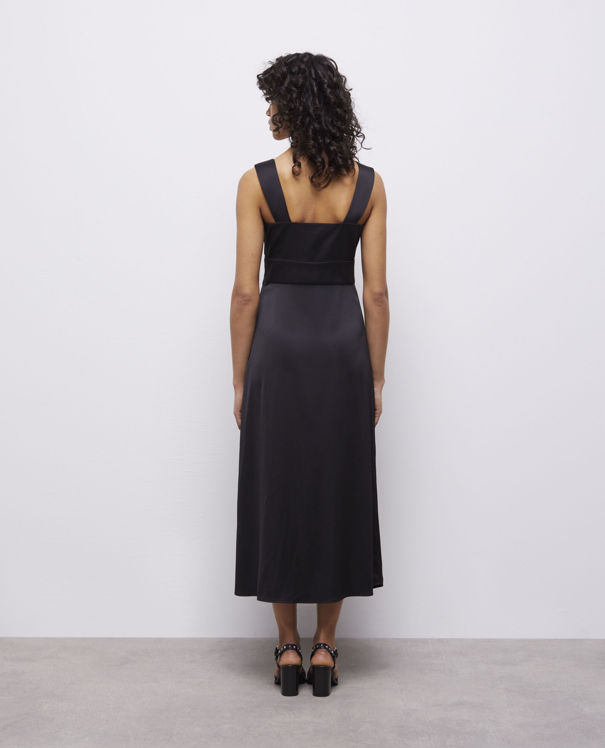 Long black dress with buttoning, BLACK, hi-res image number null