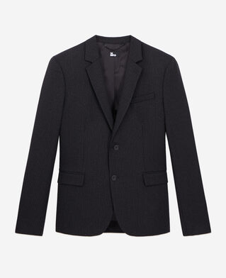 The Kooples MEN BLACK-ECRU black wool jacket with tennis stripes