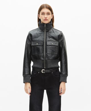 The Kooples F BLACK black leather jacket