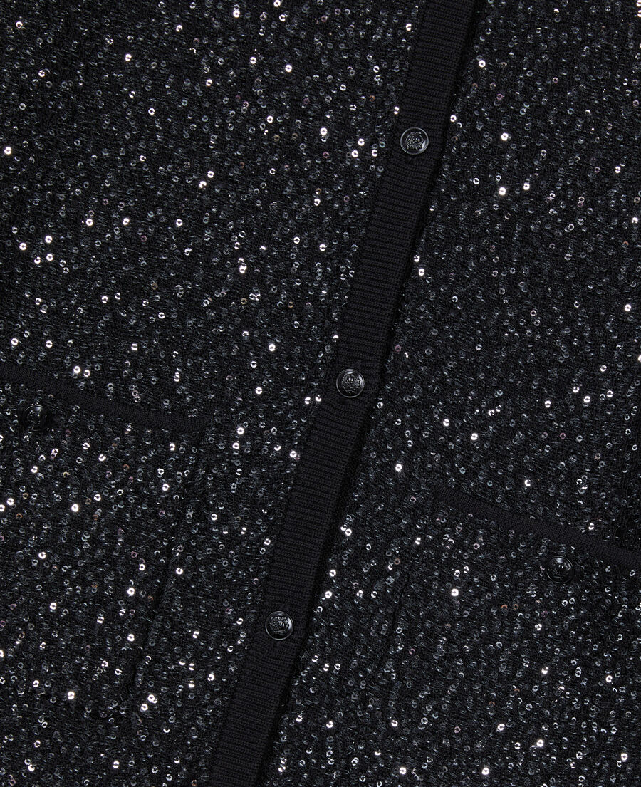The Kooples FEMME BLACK cardigan &agrave; sequins en maille noire