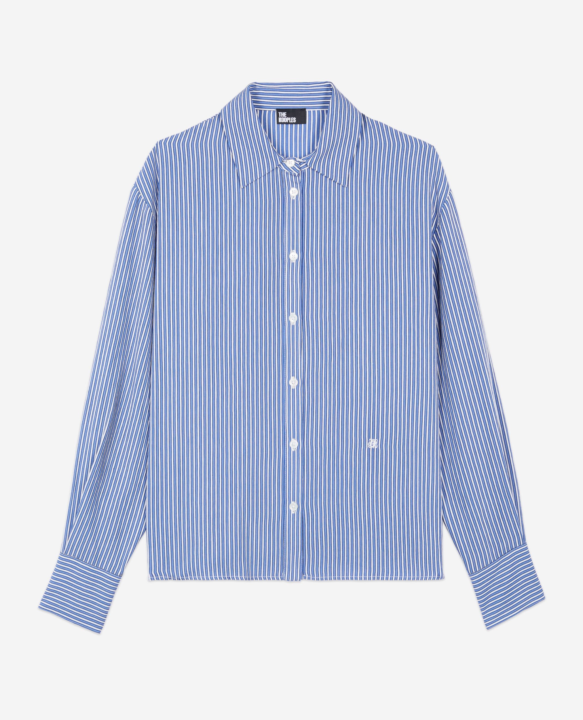 Blue and white striped long sleeve shirt, BLUE WHITE, hi-res image number null