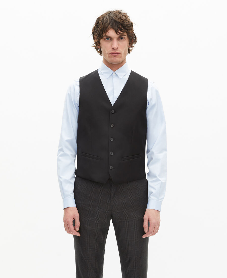 The Kooples MEN BLACK black suit vest in wool tailored cut