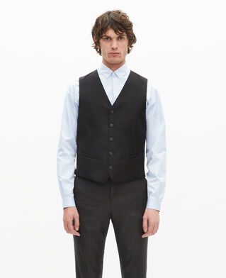 The Kooples MEN BLACK black suit vest in wool tailored cut