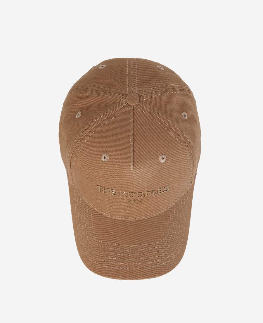 gorra de algodón beige con logo