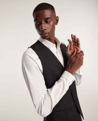 The Kooples HOMME BLACK gilet de costume boutonné en laine noir 