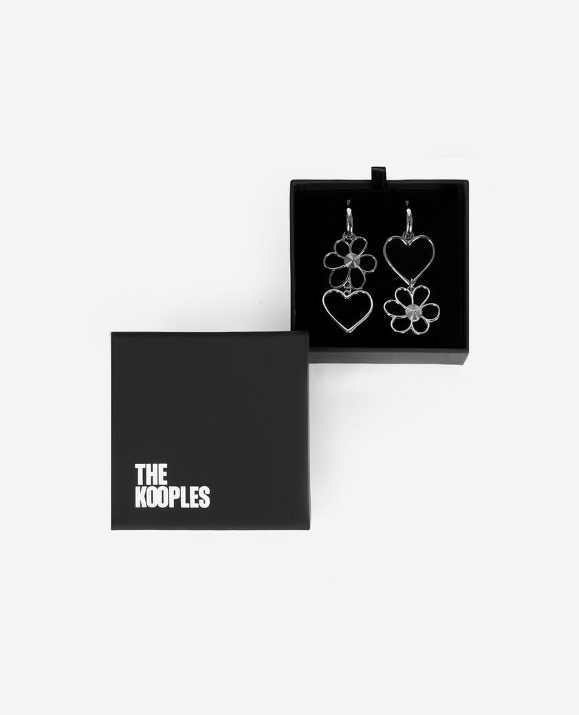 The Kooples FEMME SILVER boucles d'oreilles cœurs et fleurs argentées
