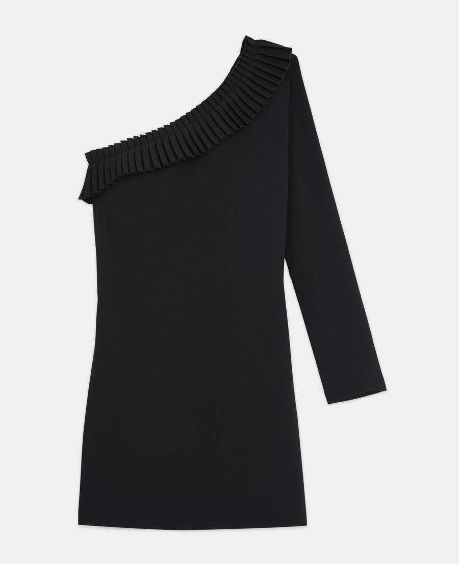 vestido corto negro one shoulder