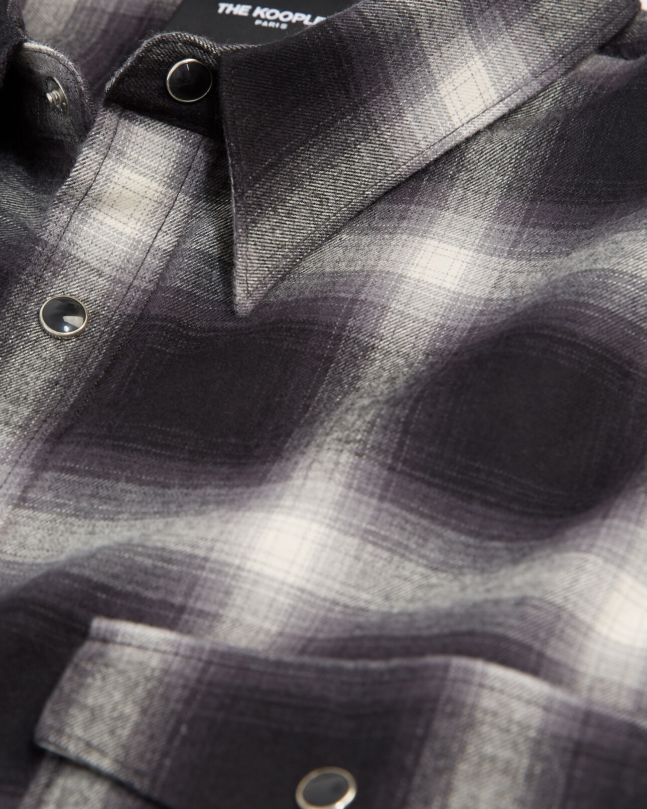 The Kooples MEN GREY cotton shirt with black and white checks